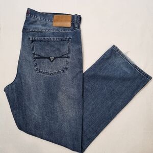 Guess Jeans Mens Size 38×30  Slim Straight Leg Dark Wash Blue Soft Used